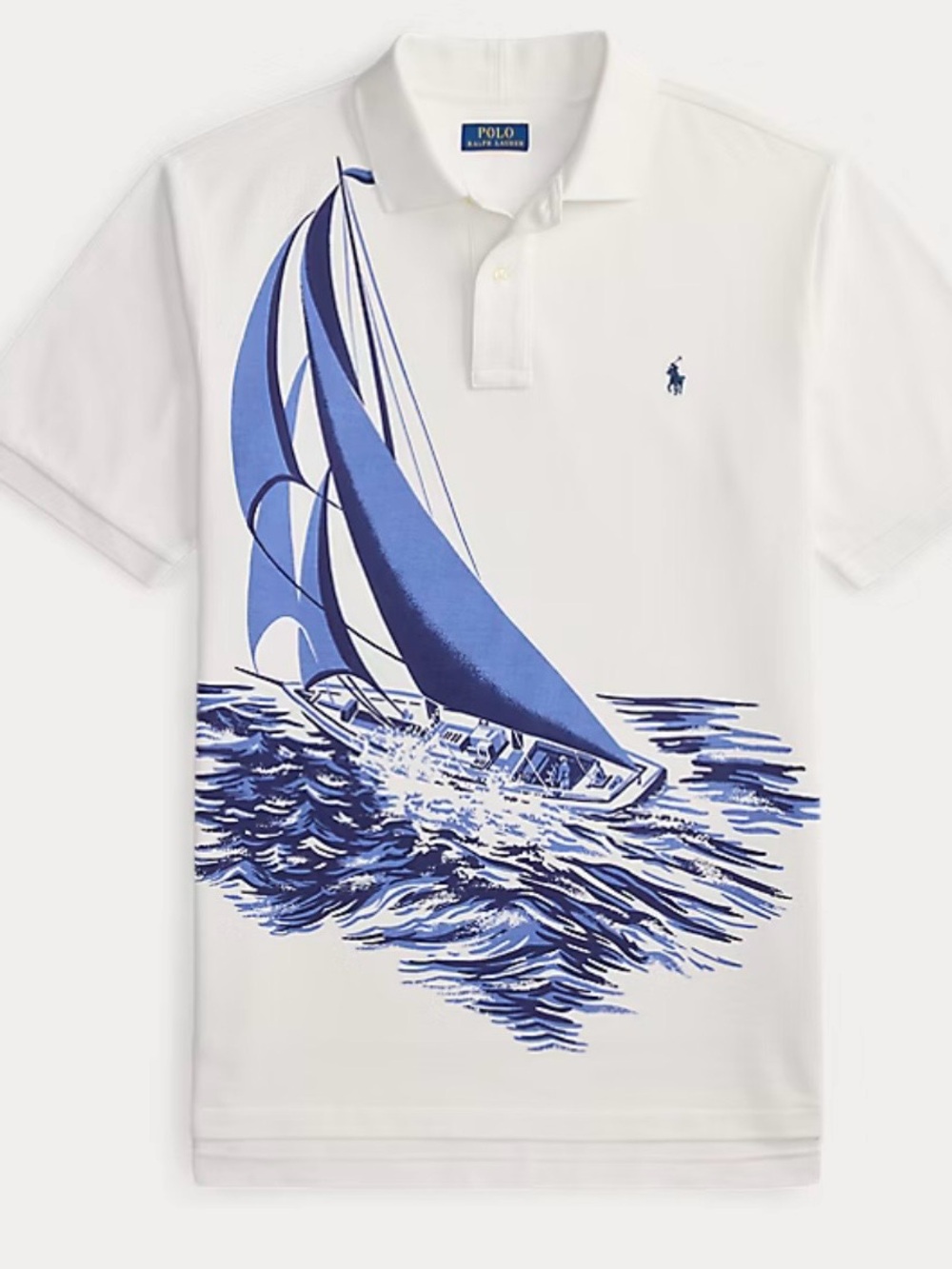 Polo by Ralph Lauren Men’s White Mesh Polo - Vintage Nautical Sail